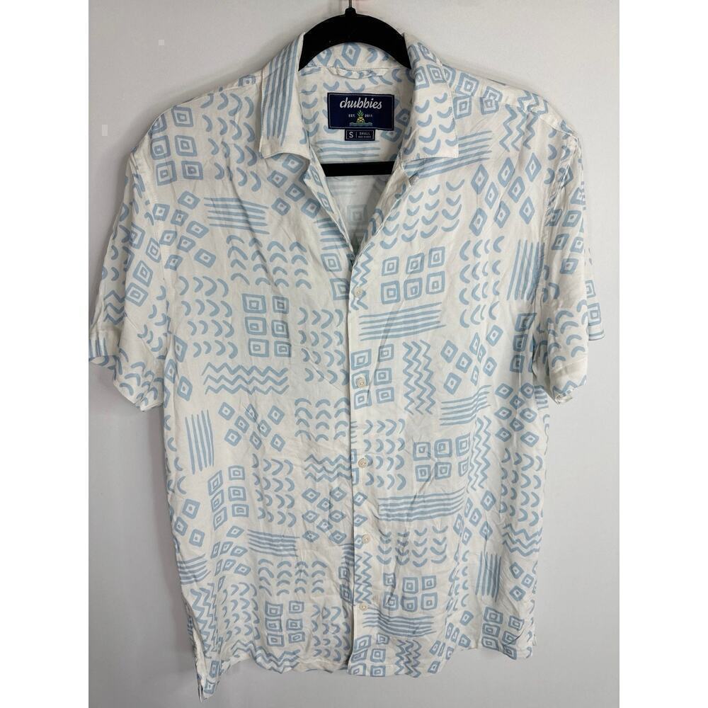 Chubbies Men's Aztec Prints Button Down Short Sleeve Shirt ‎ Hawaiian SMALL